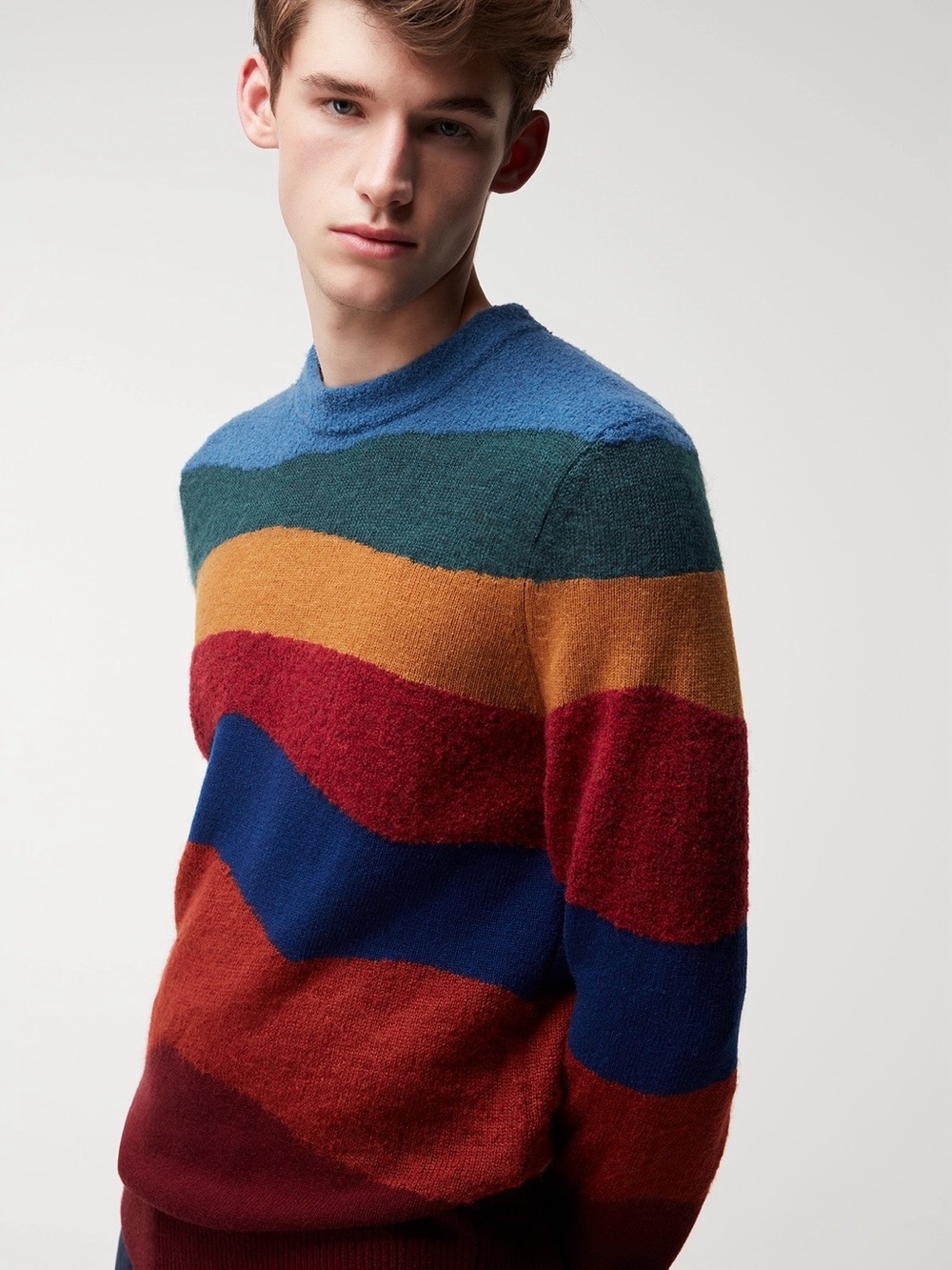 Paul Smith Men’s Sweater Colorful Striped Crewneck Long Sleeve Wool Blend Sz L